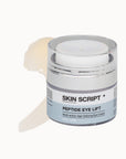 Skin Script Peptide Eye Lift - front of packaging and smear shown behind